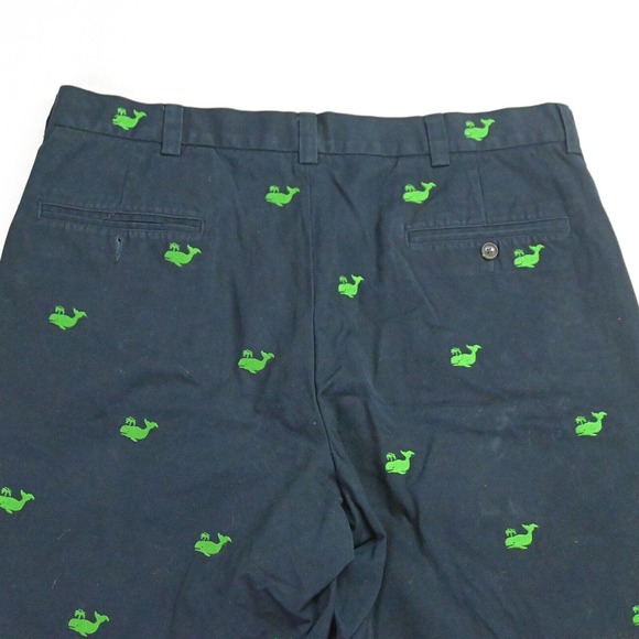 Brooks Brothers 35 x 8" Navy Blue All Over Whale Flat Front‎ Chino Shorts - Picture 6 of 7